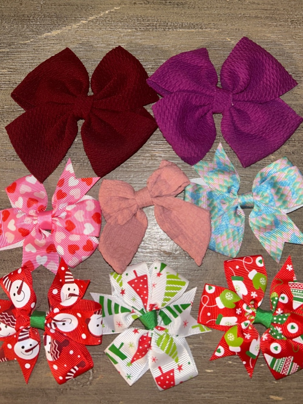 Kids Fabric Hair Bow Set - Multicolor Holiday & Everyday Styles